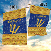 Barbados Christmas Garden Flag with Blue Yellow Xmas Trident Santa and Reindeer - Wonder Print Shop