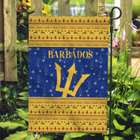 Barbados Christmas Garden Flag with Blue Yellow Xmas Trident Santa and Reindeer - Wonder Print Shop