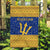 Barbados Christmas Garden Flag with Blue Yellow Xmas Trident Santa and Reindeer - Wonder Print Shop