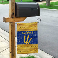 Barbados Christmas Garden Flag with Blue Yellow Xmas Trident Santa and Reindeer - Wonder Print Shop