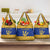 Barbados Christmas Grocery Bag with Blue Yellow Xmas Trident Santa and Reindeer - Wonder Print Shop
