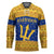 Barbados Christmas Hockey Jersey with Blue Yellow Xmas Trident Santa and Reindeer - Wonder Print Shop