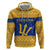 Barbados Christmas Hoodie with Blue Yellow Xmas Trident Santa and Reindeer - Wonder Print Shop