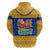 Barbados Christmas Hoodie with Blue Yellow Xmas Trident Santa and Reindeer - Wonder Print Shop