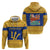 Barbados Christmas Hoodie with Blue Yellow Xmas Trident Santa and Reindeer - Wonder Print Shop