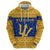 Barbados Christmas Hoodie with Blue Yellow Xmas Trident Santa and Reindeer - Wonder Print Shop