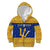 Barbados Christmas Kid Hoodie with Blue Yellow Xmas Trident Santa and Reindeer - Wonder Print Shop