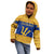 Barbados Christmas Kid Hoodie with Blue Yellow Xmas Trident Santa and Reindeer - Wonder Print Shop