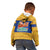 Barbados Christmas Kid Hoodie with Blue Yellow Xmas Trident Santa and Reindeer - Wonder Print Shop