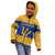 Barbados Christmas Kid Hoodie with Blue Yellow Xmas Trident Santa and Reindeer - Wonder Print Shop