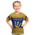 Barbados Christmas Kid T Shirt with Blue Yellow Xmas Trident Santa and Reindeer - Wonder Print Shop