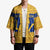 Barbados Christmas Kimono with Blue Yellow Xmas Trident Santa and Reindeer - Wonder Print Shop