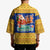 Barbados Christmas Kimono with Blue Yellow Xmas Trident Santa and Reindeer - Wonder Print Shop