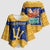 Barbados Christmas Kimono Sleeve Blouse with Blue Yellow Xmas Trident Santa and Reindeer - Wonder Print Shop