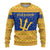 Barbados Christmas Ugly Christmas Sweater with Blue Yellow Xmas Trident Santa and Reindeer - Wonder Print Shop