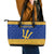 Barbados Christmas Leather Tote Bag with Blue Yellow Xmas Trident Santa and Reindeer - Wonder Print Shop