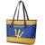 Barbados Christmas Leather Tote Bag with Blue Yellow Xmas Trident Santa and Reindeer - Wonder Print Shop