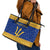 Barbados Christmas Leather Tote Bag with Blue Yellow Xmas Trident Santa and Reindeer - Wonder Print Shop