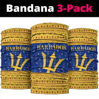 Barbados Christmas Neck Gaiter with Blue Yellow Xmas Trident Santa and Reindeer - Wonder Print Shop