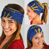 Barbados Christmas Neck Gaiter with Blue Yellow Xmas Trident Santa and Reindeer - Wonder Print Shop
