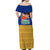 Barbados Christmas Off Shoulder Maxi Dress with Blue Yellow Xmas Trident Santa and Reindeer - Wonder Print Shop