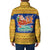 Barbados Christmas Padded Jacket with Blue Yellow Xmas Trident Santa and Reindeer - Wonder Print Shop
