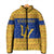 Barbados Christmas Padded Jacket with Blue Yellow Xmas Trident Santa and Reindeer - Wonder Print Shop