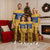 Barbados Christmas Pajama Set with Blue Yellow Xmas Trident Santa and Reindeer - Wonder Print Shop