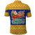 Barbados Christmas Polo Shirt with Blue Yellow Xmas Trident Santa and Reindeer - Wonder Print Shop