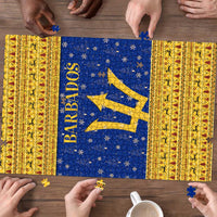 Barbados Christmas Puzzle with Blue Yellow Xmas Trident Santa and Reindeer - Wonder Print Shop