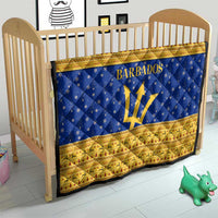 Barbados Christmas Quilt with Blue Yellow Xmas Trident Santa and Reindeer - Wonder Print Shop