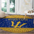 Barbados Christmas Round Carpet with Blue Yellow Xmas Trident Santa and Reindeer - Wonder Print Shop