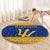 Barbados Christmas Round Carpet with Blue Yellow Xmas Trident Santa and Reindeer - Wonder Print Shop