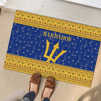 Barbados Christmas Rubber Doormat with Blue Yellow Xmas Trident Santa and Reindeer - Wonder Print Shop
