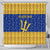 Barbados Christmas Shower Curtain with Blue Yellow Xmas Trident Santa and Reindeer - Wonder Print Shop