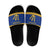 Barbados Christmas Slide Sandals with Blue Yellow Xmas Trident Santa and Reindeer - Wonder Print Shop
