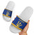 Barbados Christmas Slide Sandals with Blue Yellow Xmas Trident Santa and Reindeer - Wonder Print Shop