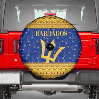 Barbados Christmas Spare Tire Cover with Blue Yellow Xmas Trident Santa and Reindeer - Wonder Print Shop