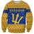 Barbados Christmas Sweatshirt with Blue Yellow Xmas Trident Santa and Reindeer - Wonder Print Shop