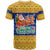 Barbados Christmas T Shirt with Blue Yellow Xmas Trident Santa and Reindeer - Wonder Print Shop
