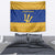 Barbados Christmas Tapestry with Blue Yellow Xmas Trident Santa and Reindeer - Wonder Print Shop