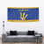 Barbados Christmas Tapestry with Blue Yellow Xmas Trident Santa and Reindeer - Wonder Print Shop