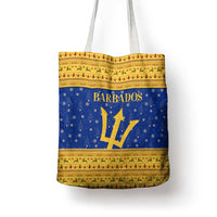 Barbados Christmas Tote Bag with Blue Yellow Xmas Trident Santa and Reindeer - Wonder Print Shop