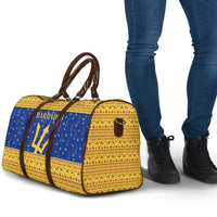 Barbados Christmas Travel Bag with Blue Yellow Xmas Trident Santa and Reindeer - Wonder Print Shop