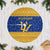 Barbados Christmas Tree Skirt with Blue Yellow Xmas Trident Santa and Reindeer - Wonder Print Shop