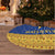 Barbados Christmas Tree Skirt with Blue Yellow Xmas Trident Santa and Reindeer - Wonder Print Shop