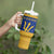 Barbados Christmas Tumbler With Handle with Blue Yellow Xmas Trident Santa and Reindeer - Wonder Print Shop
