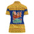 Barbados Christmas Women Polo Shirt with Blue Yellow Xmas Trident Santa and Reindeer - Wonder Print Shop