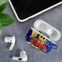Barbados Christmas AirPods Case with Blue Yellow Xmas Snowflakes Red Truck and Coat of Arms - Wonder Print Shop