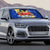 Barbados Christmas Auto Sun Shade with Blue Yellow Xmas Snowflakes Red Truck and Coat of Arms - Wonder Print Shop